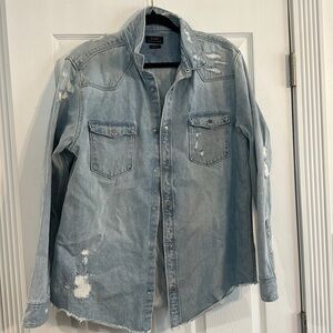 Zara Light Blue Distressed Denim Jacket